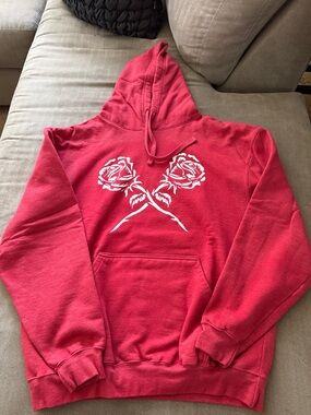 Red Floral & Skull Graphic Hoodie Sweatshirt